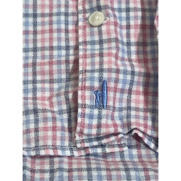 Mens Johnnie-O Hangin' Out Large Long Sleeve Plaid Shirt Button Down Pink Blue - Picture 5 of 7